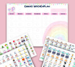 Kinder Wochenplan Einhorn, personalisiert mit Namen