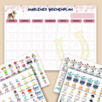 Kinder Wochenplan, Tagesplan, personalisiert mit Namen, Pferde Motiv, über 200 Karten