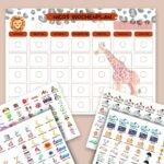 Kinder Wochenplan, Tagesplan, personalisiert mit Namen, Giraffen & Löwen Motiv, über 200 Karten