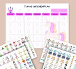 Kinder Wochenplan, Tagesplan, personalisiert mit Namen, Schloss Motiv, über 200 Karten