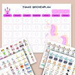 Kinder Wochenplan, Tagesplan, personalisiert mit Namen, Schloss Motiv, über 200 Karten