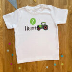 Kinder Geburtstags T-Shirt Traktor personalisiert, mehrfarbig, verschiedene Größen