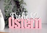 3D Schriftzug „Frohe Ostern“ | Osterdeko in Rosa-Weiß
